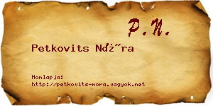 Petkovits Nóra névjegykártya