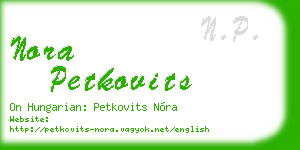 nora petkovits business card